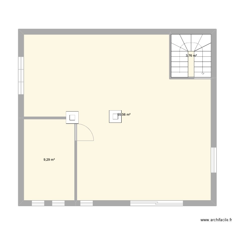 CAVE. Plan de 3 pièces et 69 m2