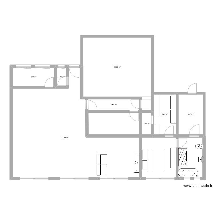 gite. Plan de 8 pièces et 135 m2