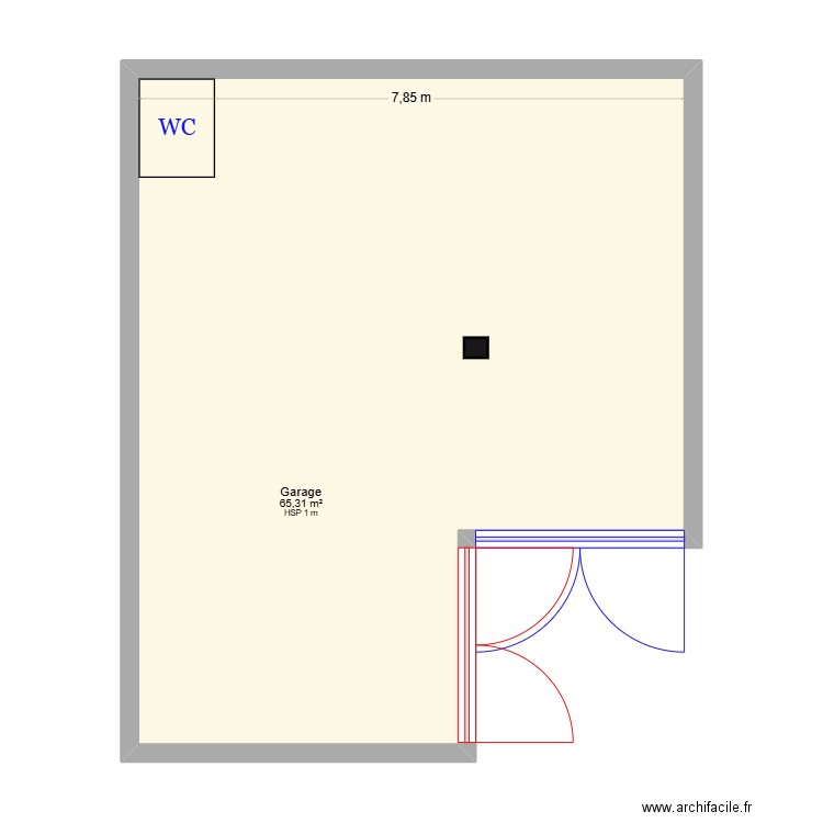 plan 1. Plan de 1 pièce et 65 m2