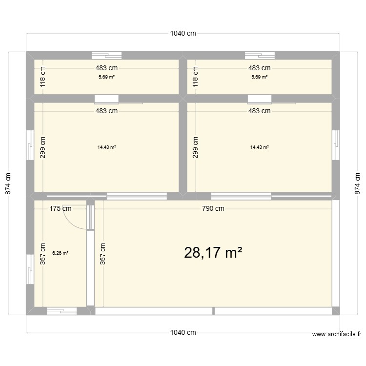 Mahoul-3. Plan de 6 pièces et 75 m2