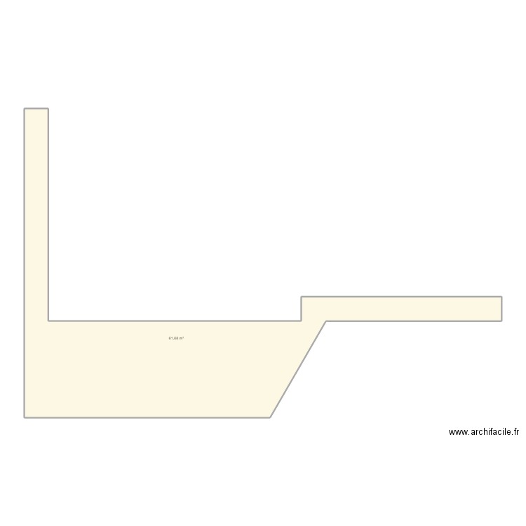 terasse. Plan de 1 pièce et 62 m2