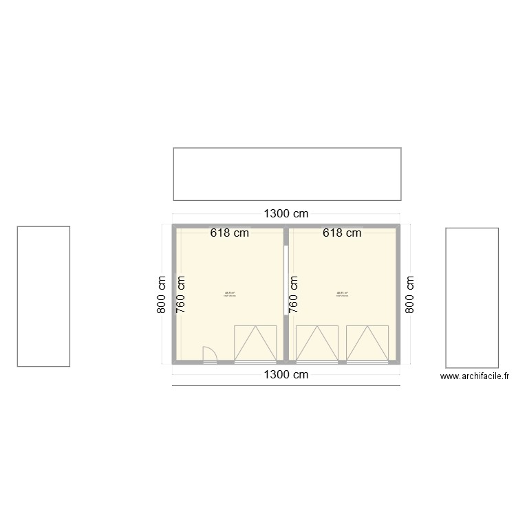 garage 3 portes + portes de service. Plan de 3 pièces et 190 m2