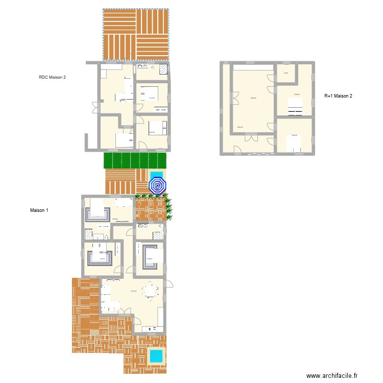 Double maison _ Belle Plaine 971_ Plan rénové 1. Plan de 12 pièces et 256 m2