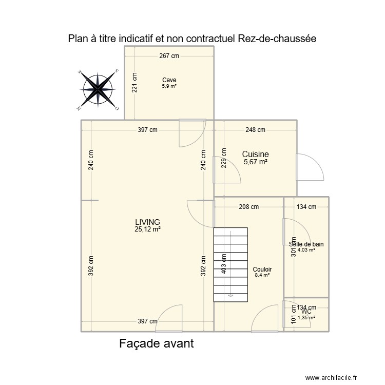 Petigny rez. Plan de 6 pièces et 50 m2