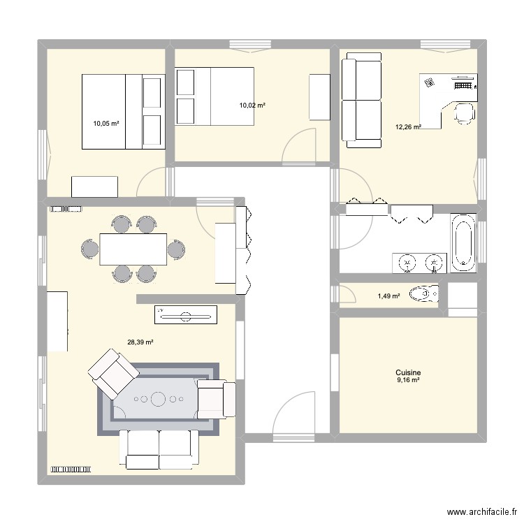 Marvejols. Plan de 6 pièces et 71 m2