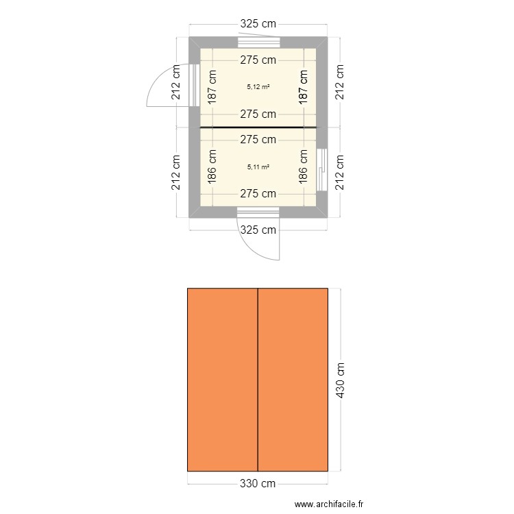 projet avancé. Plan de 2 pièces et 10 m2