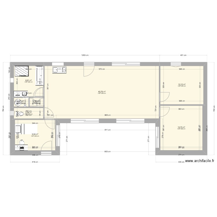 Vergné 2024 06 17 V3. Plan de 8 pièces et 90 m2