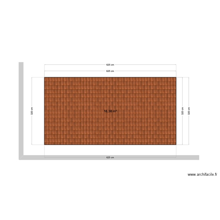 toit. Plan de 1 pièce et 16 m2