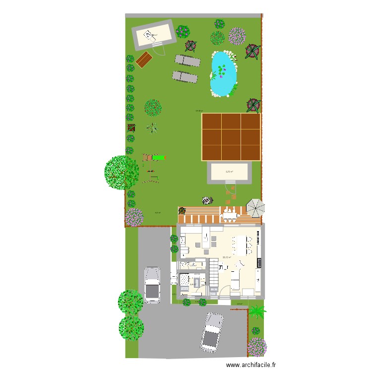 alix bernard. Plan de 10 pièces et 66 m2