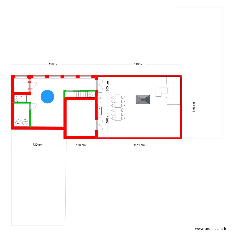 Etage projet 2 Pro. Plan de 6 pièces et 173 m2