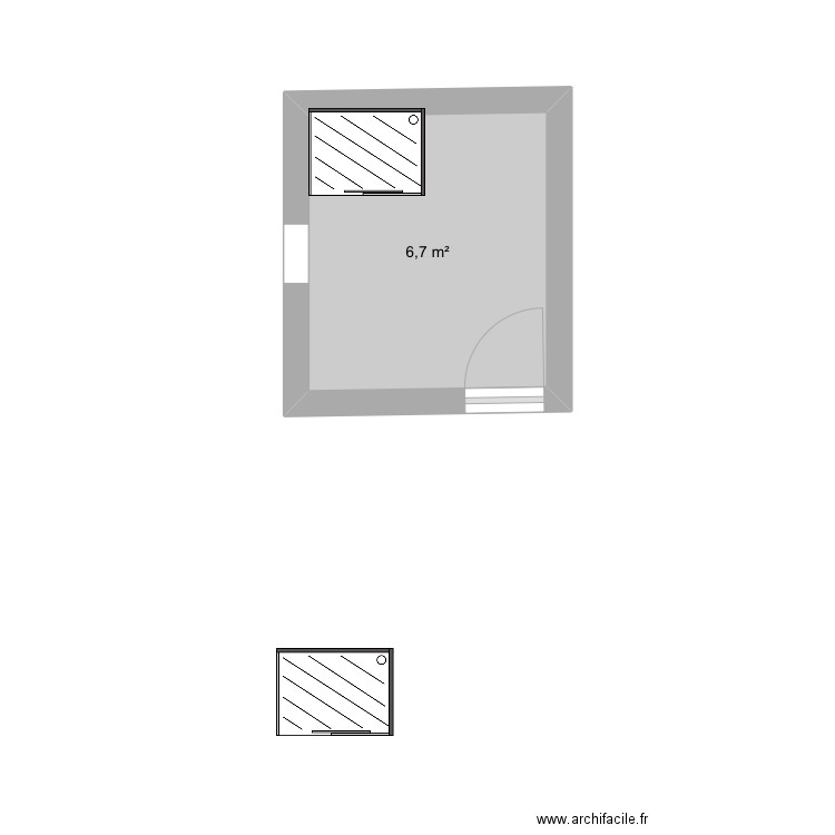 Salle de bain. Plan de 1 pièce et 7 m2