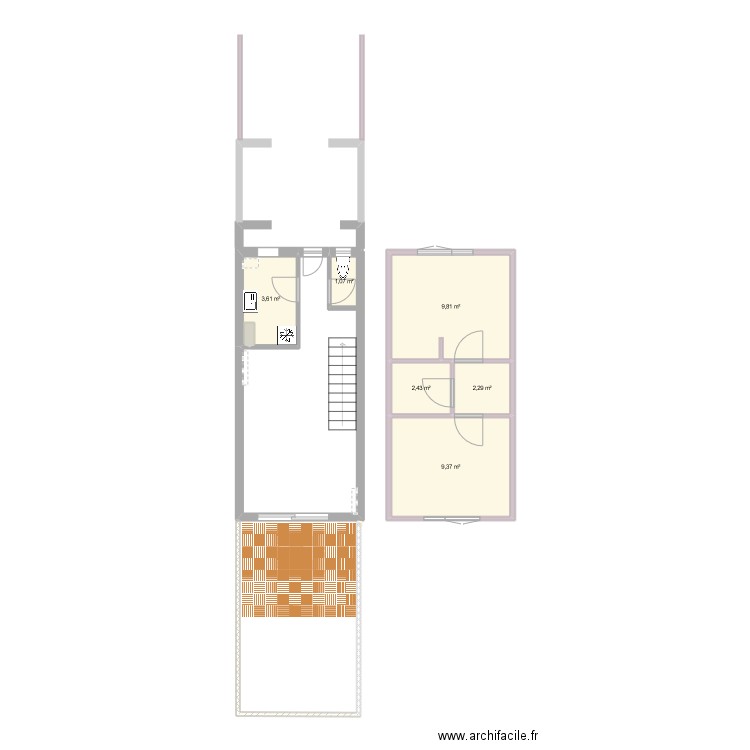 Maison Haut et Bas. Plan de 6 pièces et 29 m2