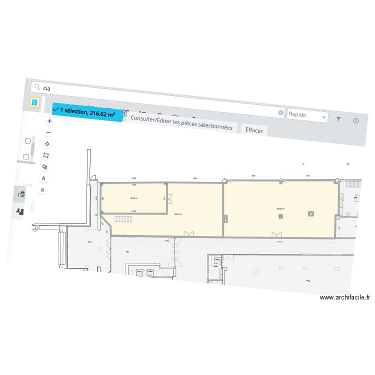 CIA-espace 2-projection. Plan de 6 pièces et 315 m2