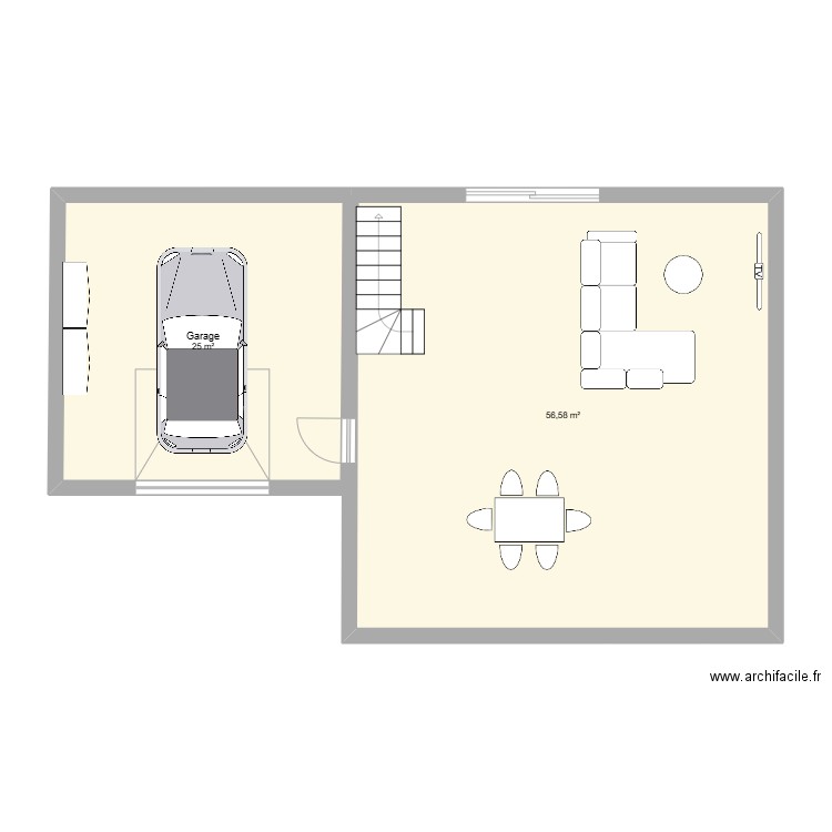 MAISON MITOYENNE. Plan de 2 pièces et 82 m2