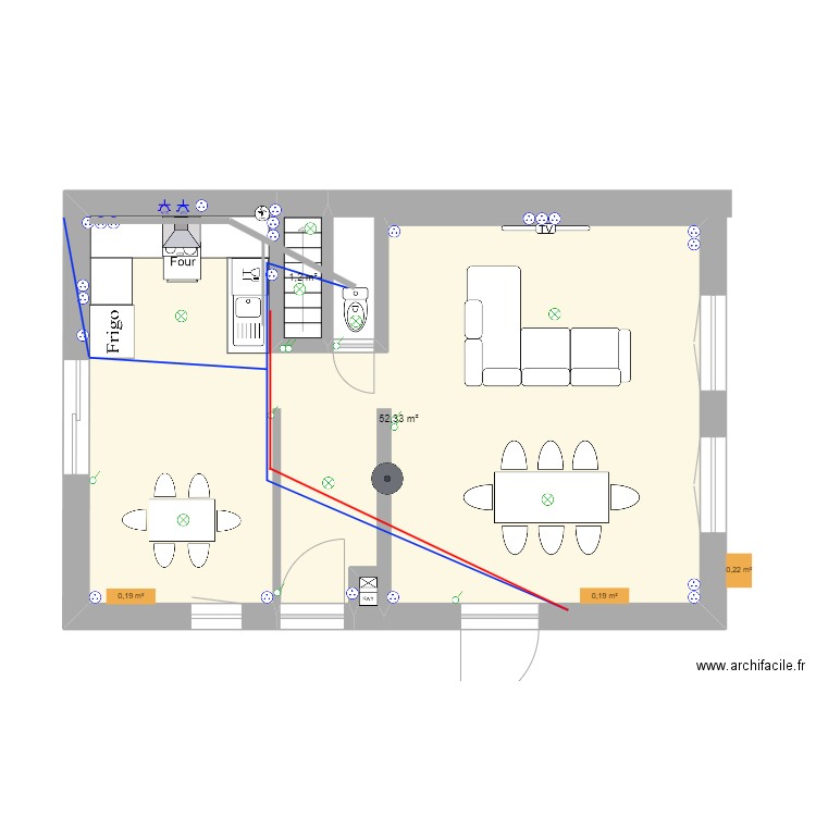 Maison de Beaumes de Venise. Plan de 2 pièces et 54 m2