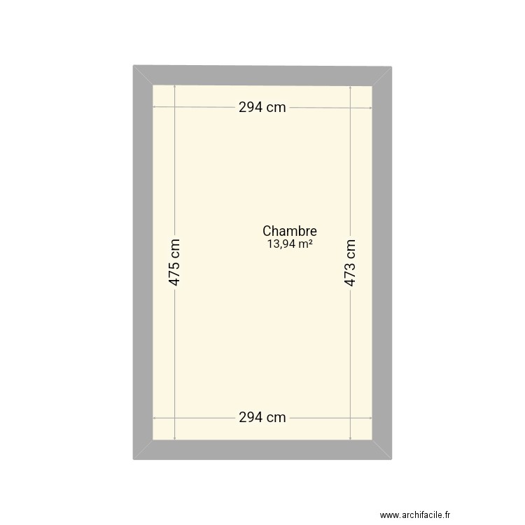 Chambre Eric . Plan de 1 pièce et 14 m2