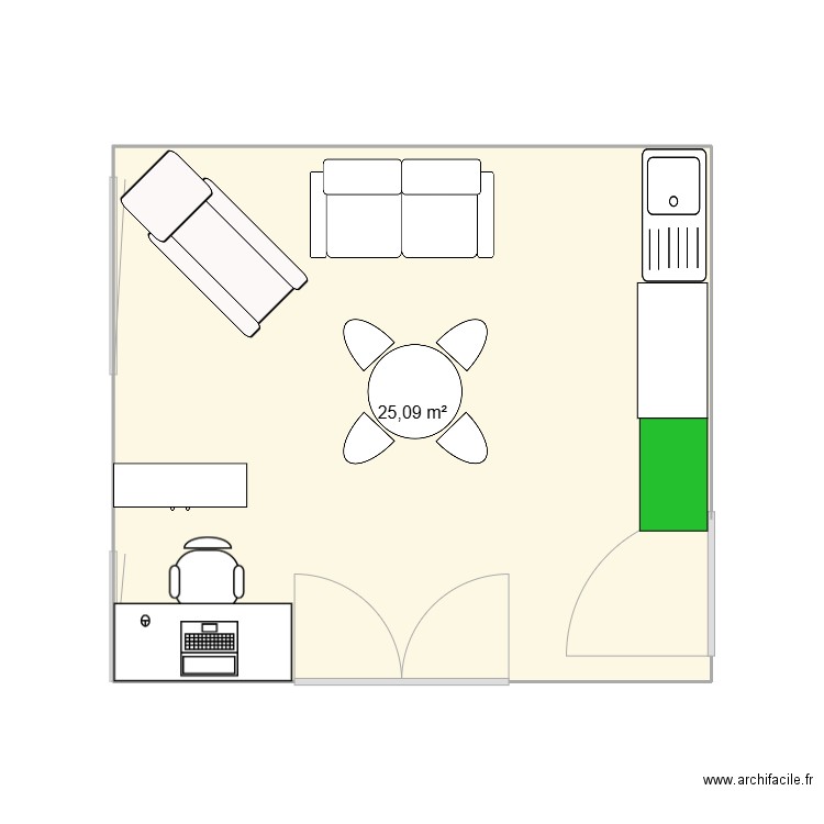 salle ergo 3B. Plan de 1 pièce et 25 m2