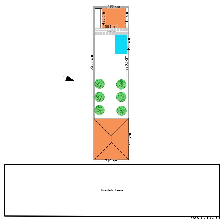 Plan de masse. Plan de 1 pièce et 466 m2