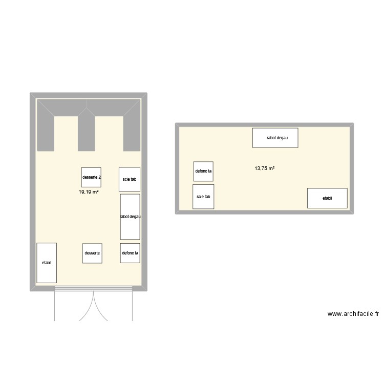 garage atelier menuiserie. Plan de 2 pièces et 33 m2