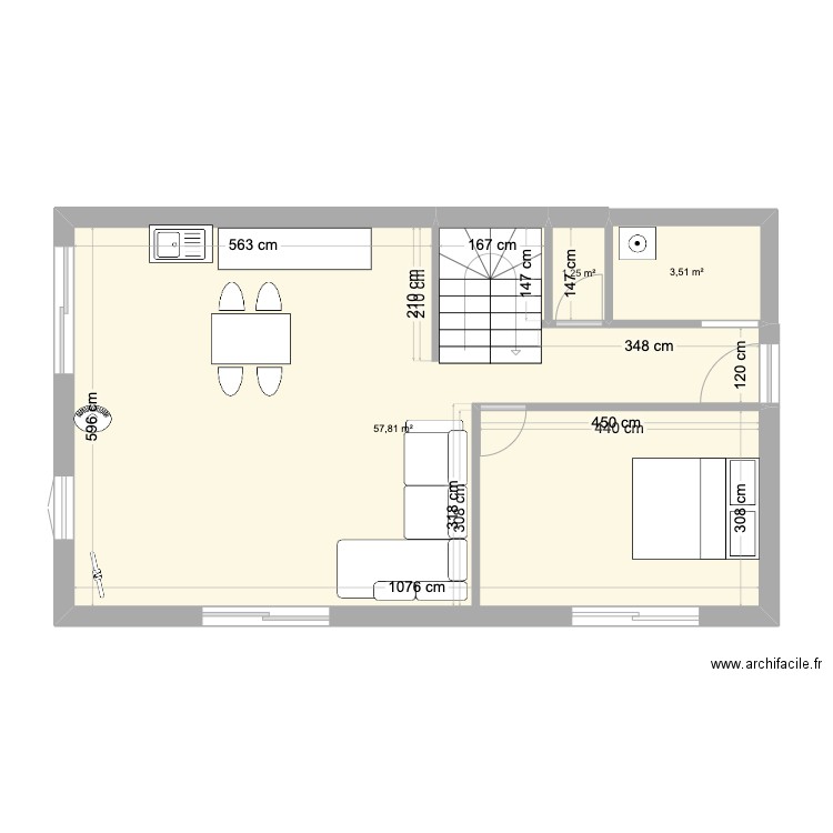 maison en bois. Plan de 3 pièces et 63 m2