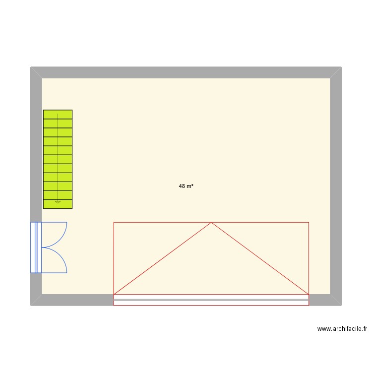 garage. Plan de 1 pièce et 48 m2