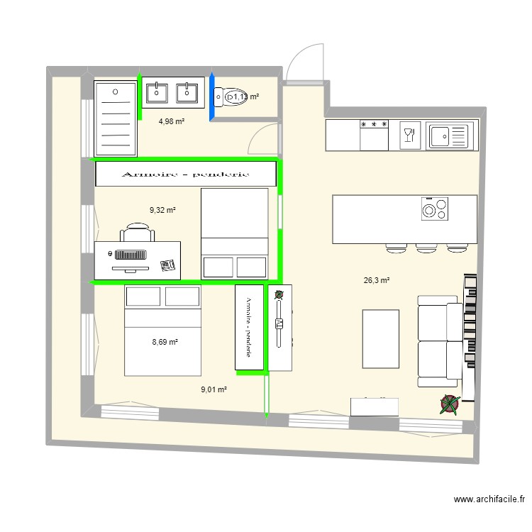 24 pollak Iso 2. Plan de 6 pièces et 59 m2