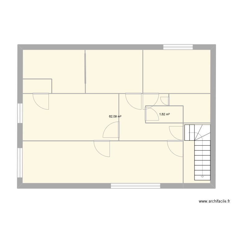 appartement. Plan de 2 pièces et 64 m2