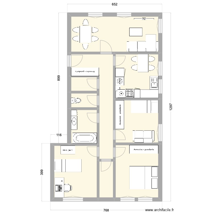 appartement Le Pellerin. Plan de 10 pièces et 73 m2