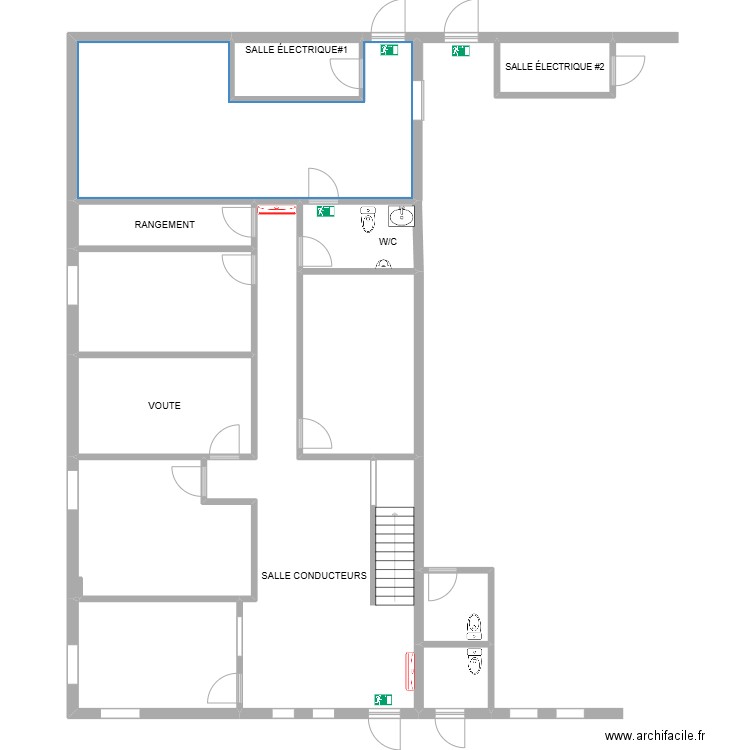 Bureaux Chambly 1er étage avec cotes. Plan de 27 pièces et 332 m2