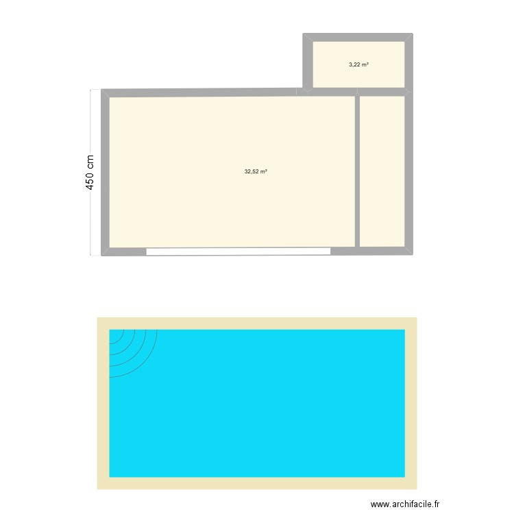 piscine 1. Plan de 2 pièces et 36 m2