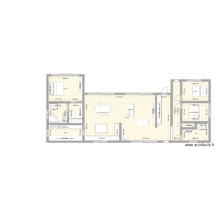 Plan maison . Plan de 9 pièces et 145 m2