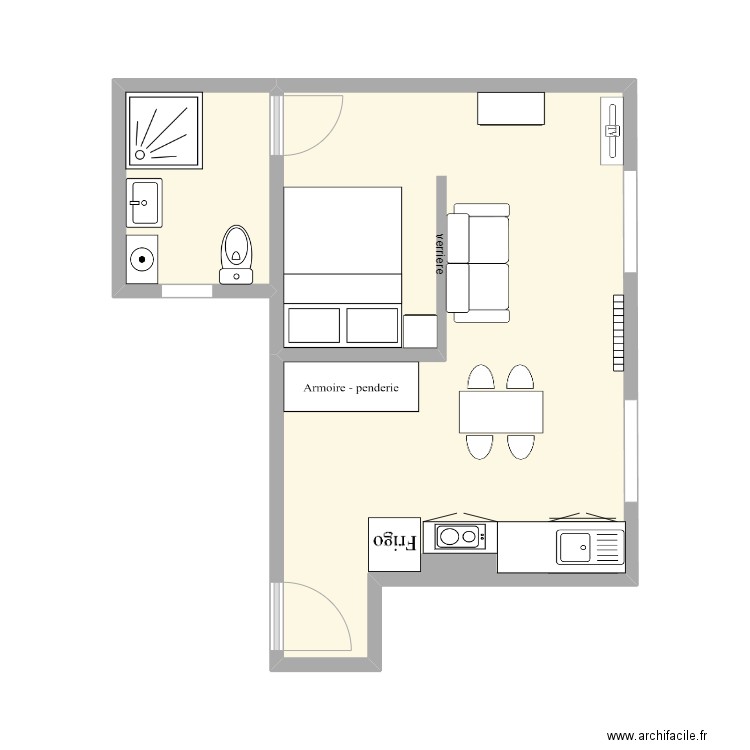 cindy3. Plan de 2 pièces et 27 m2