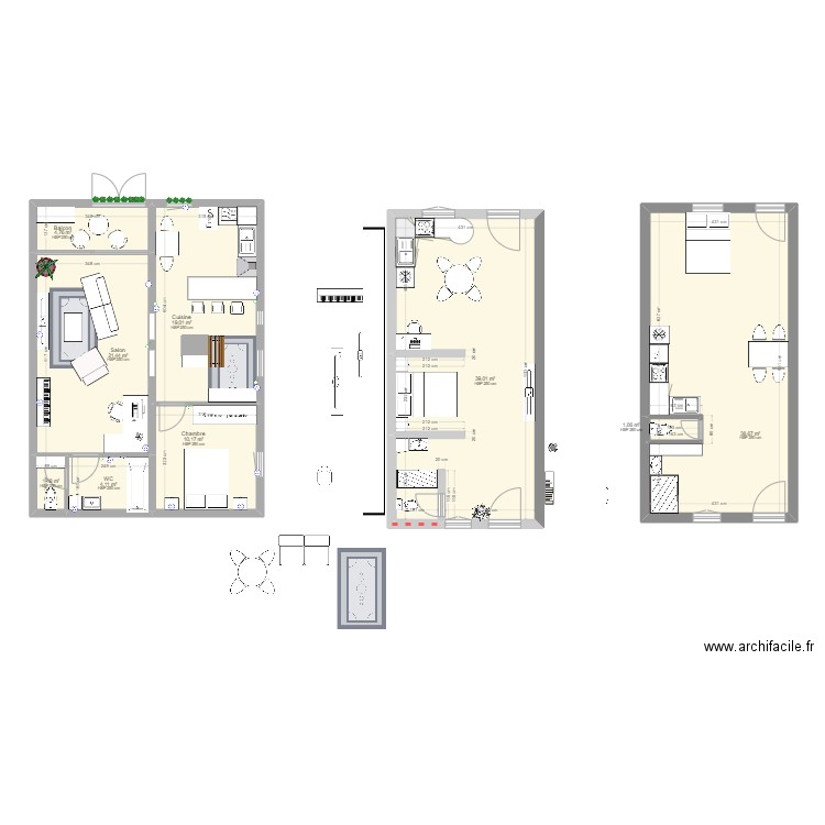 studio. Plan de 9 pièces et 140 m2