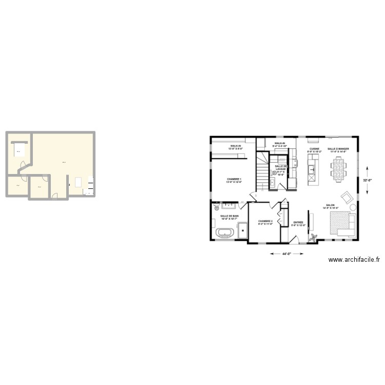 Maison. Plan de 4 pièces et 117 m2