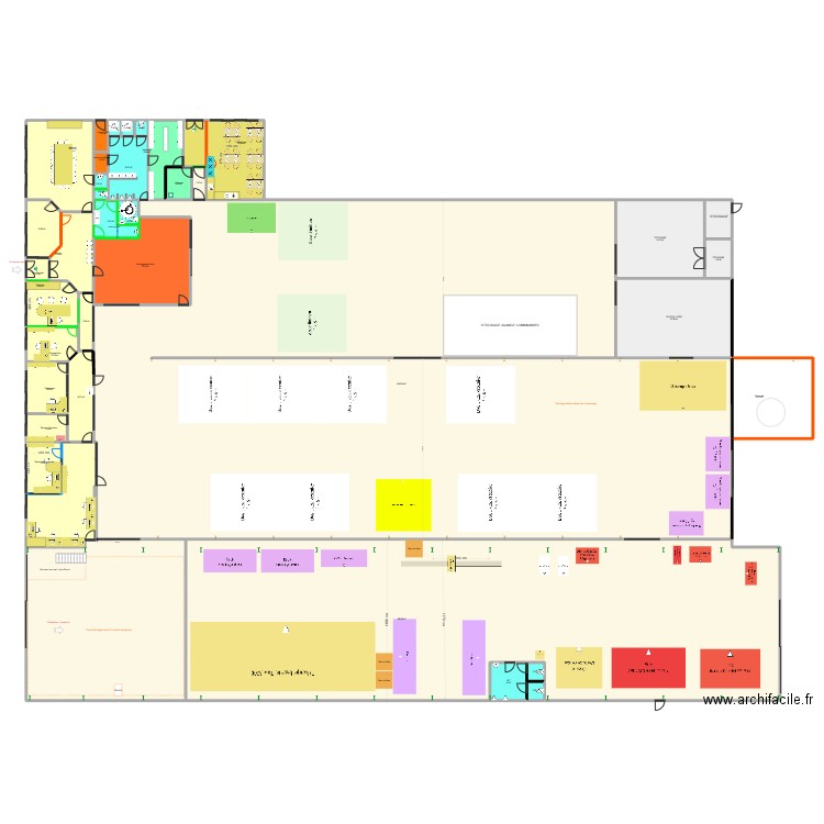 Aménagement société. Plan de 38 pièces et 2851 m2