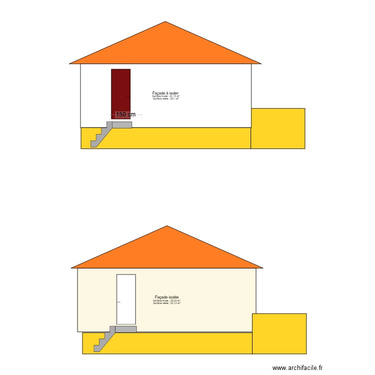 façade ouest. Plan de 0 pièce et 0 m2