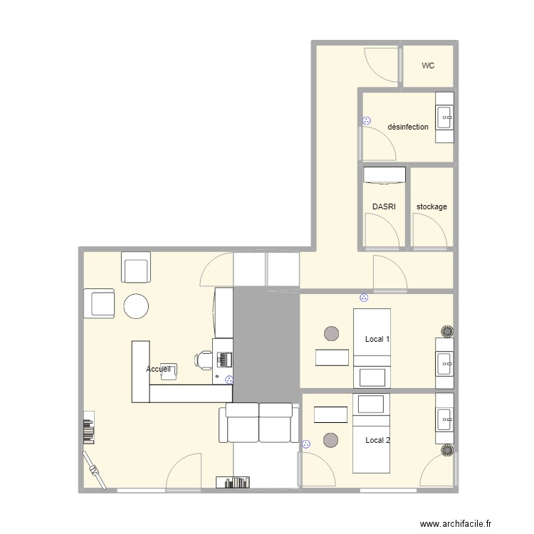 local nueil les aubiers 3. Plan de 8 pièces et 54 m2