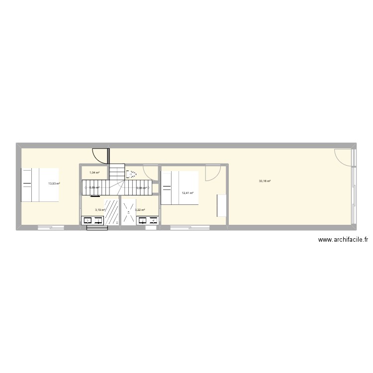 Maison Normandie. Plan de 8 pièces et 69 m2