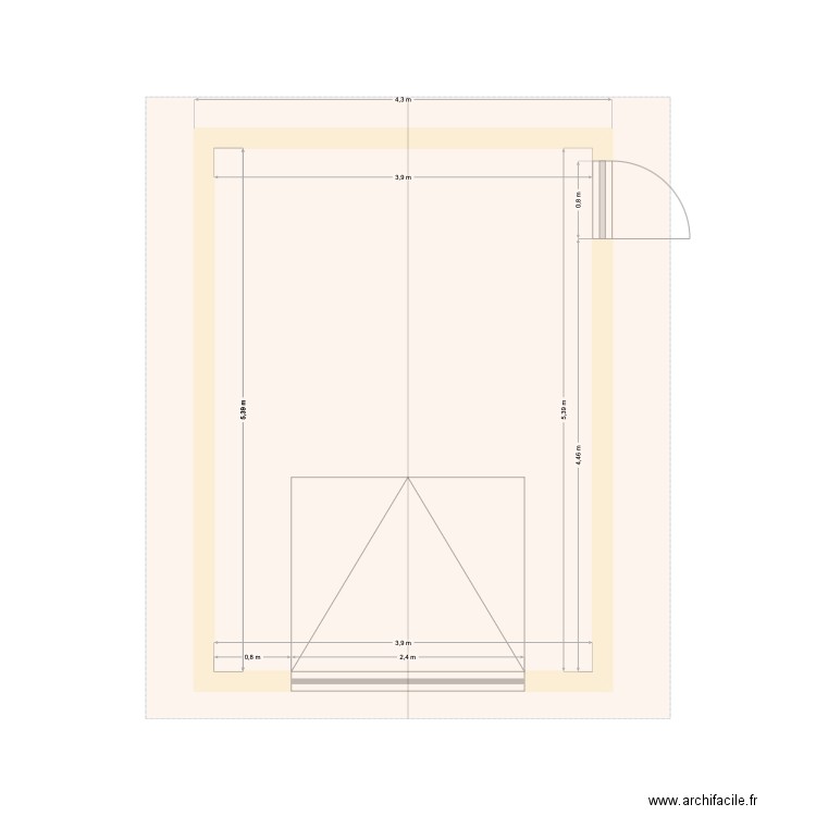 Local_New. Plan de 1 pièce et 21 m2