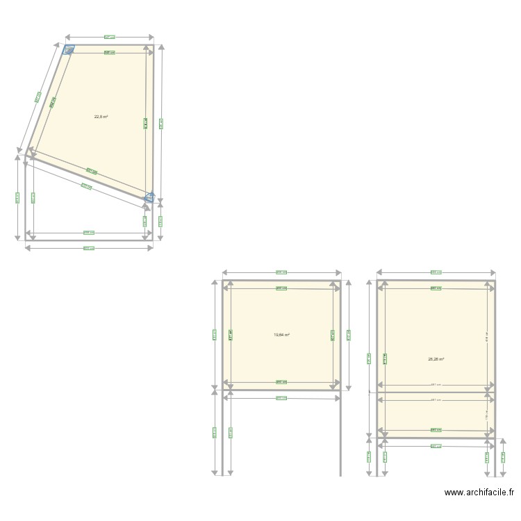 Stan 1. Plan de 3 pièces et 71 m2