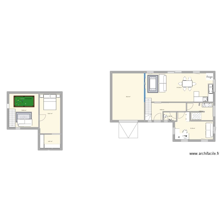 maison. Plan de 9 pièces et 119 m2