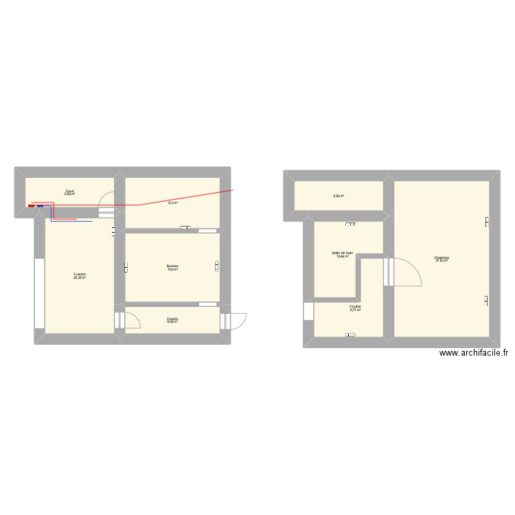 étage reseaux. Plan de 9 pièces et 126 m2