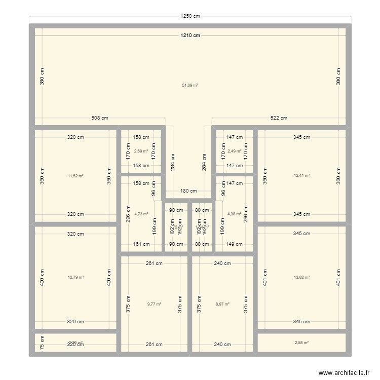 porsay2. Plan de 15 pièces et 143 m2