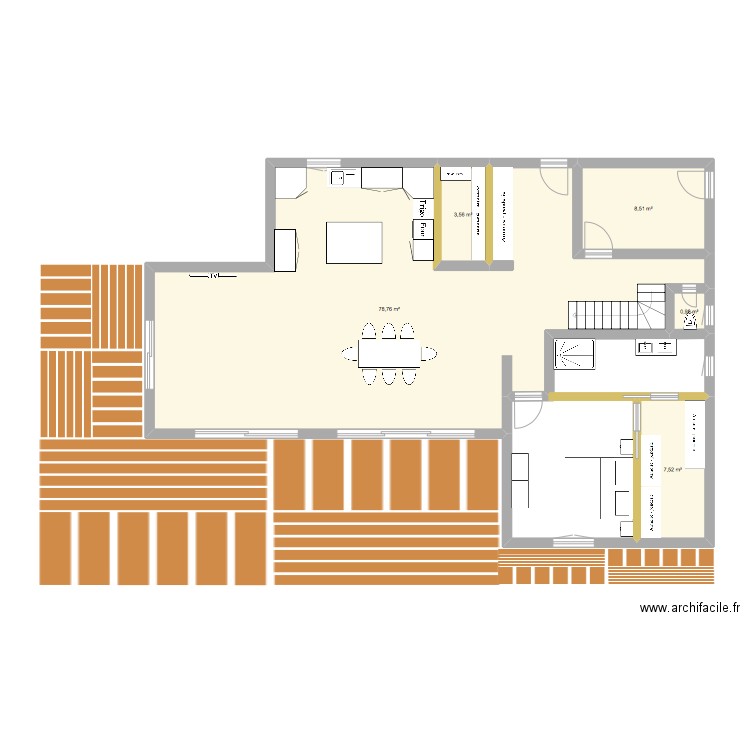 garlan 2. Plan de 3 pièces et 17 m2