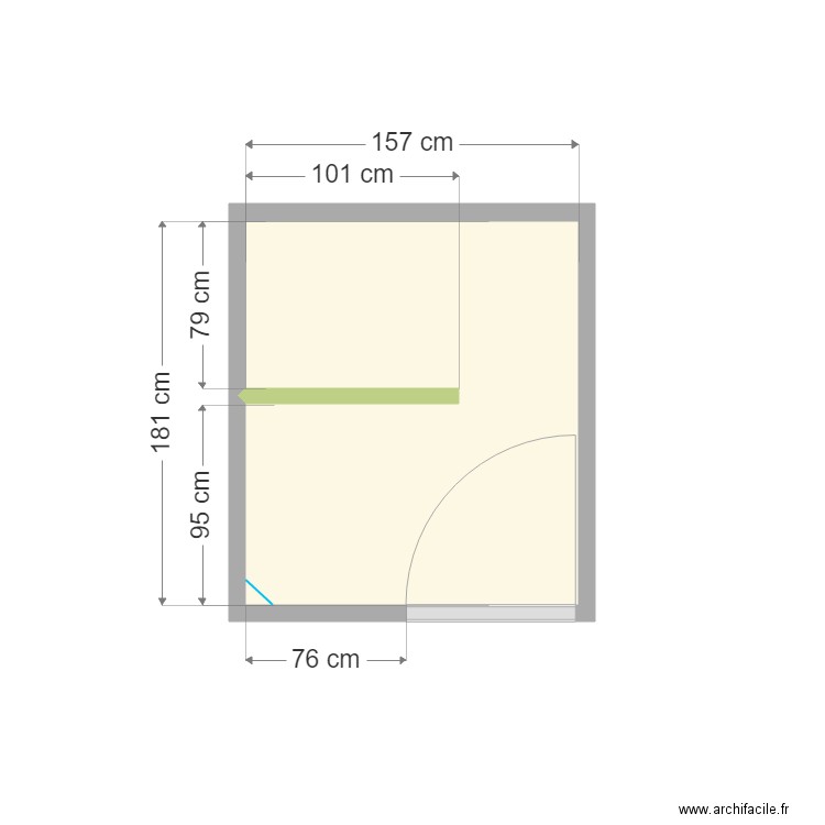 EMERY. Plan de 1 pièce et 3 m2