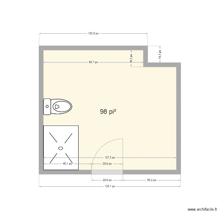 salle de bain . Plan de 1 pièce et 9 m2