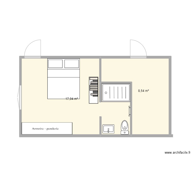 agr1. Plan de 2 pièces et 26 m2