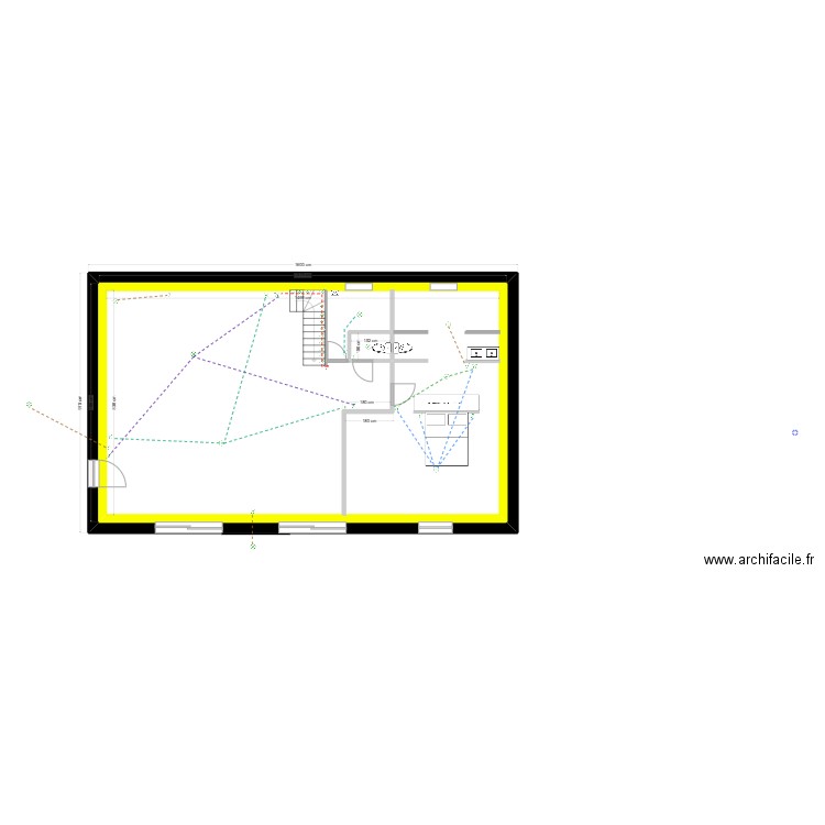 grange. Plan de 3 pièces et 260 m2