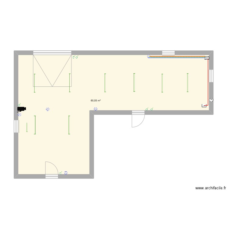 GARAGE. Plan de 1 pièce et 60 m2