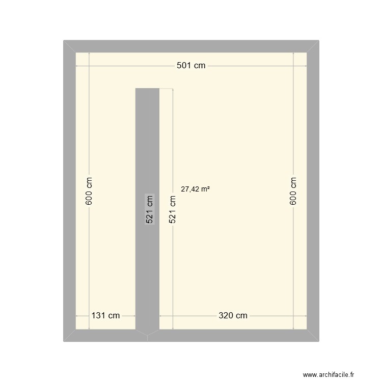 PLAN 3126. Plan de 1 pièce et 27 m2